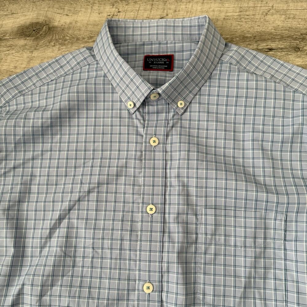 UNTUCKit Parrino Performance Shirt Mens XL Blue Plaid Lightweight Button Down